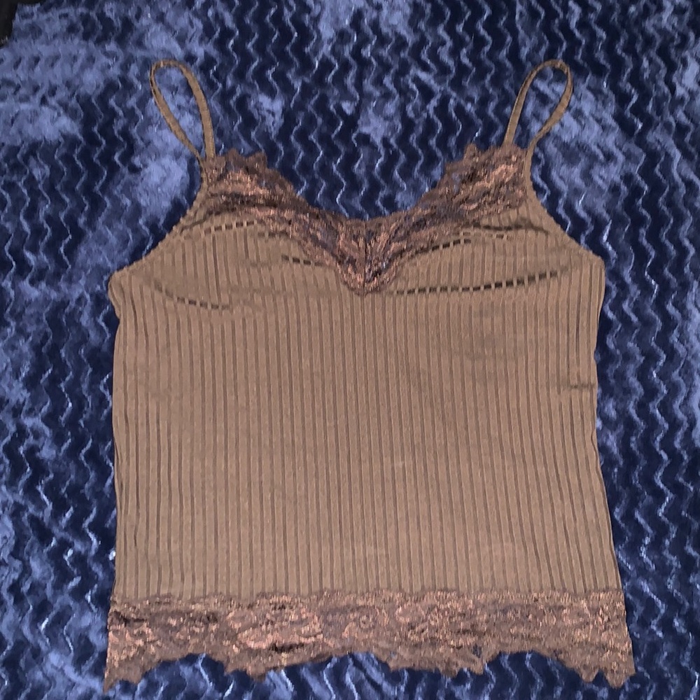 Brown lace tank top